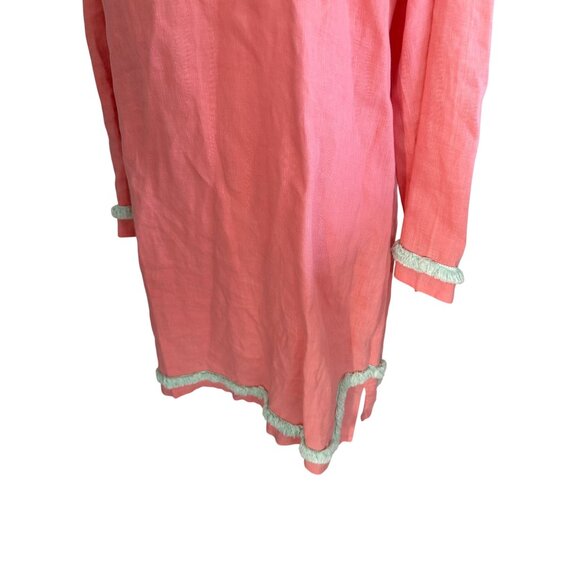 SAIL TO SABLE Coral Mint Green STS Linen Shift Dress Size Large - Picture 6 of 8